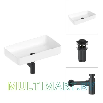Умывальник Lauter 21487-60 (клапан 21190B + сифон 21635B, черный матовый)